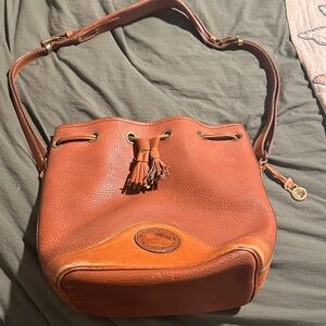 Vintage 90s Dooney and bourke  Brown Leather Bucket Bag